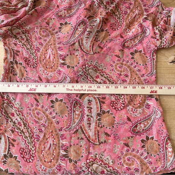 SUNDANCE SILK TOP SZ S PAISLEY BOHEMIAN RUFFLE INDIE BALLOON SLEEVES FLOWY - Picture 10 of 12